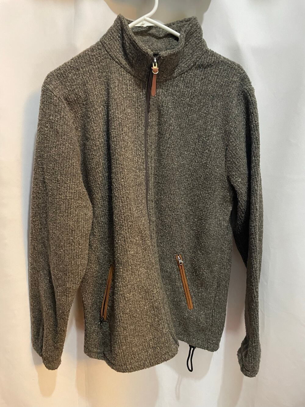 NOVICA Treviso Made in Italy Wool Blend Full Zip Jacket Men's L Brown Gray